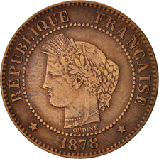France, Cérès, 2 Centimes, 1878, Bordeaux, EF(40-45), Bronze, KM:827.2