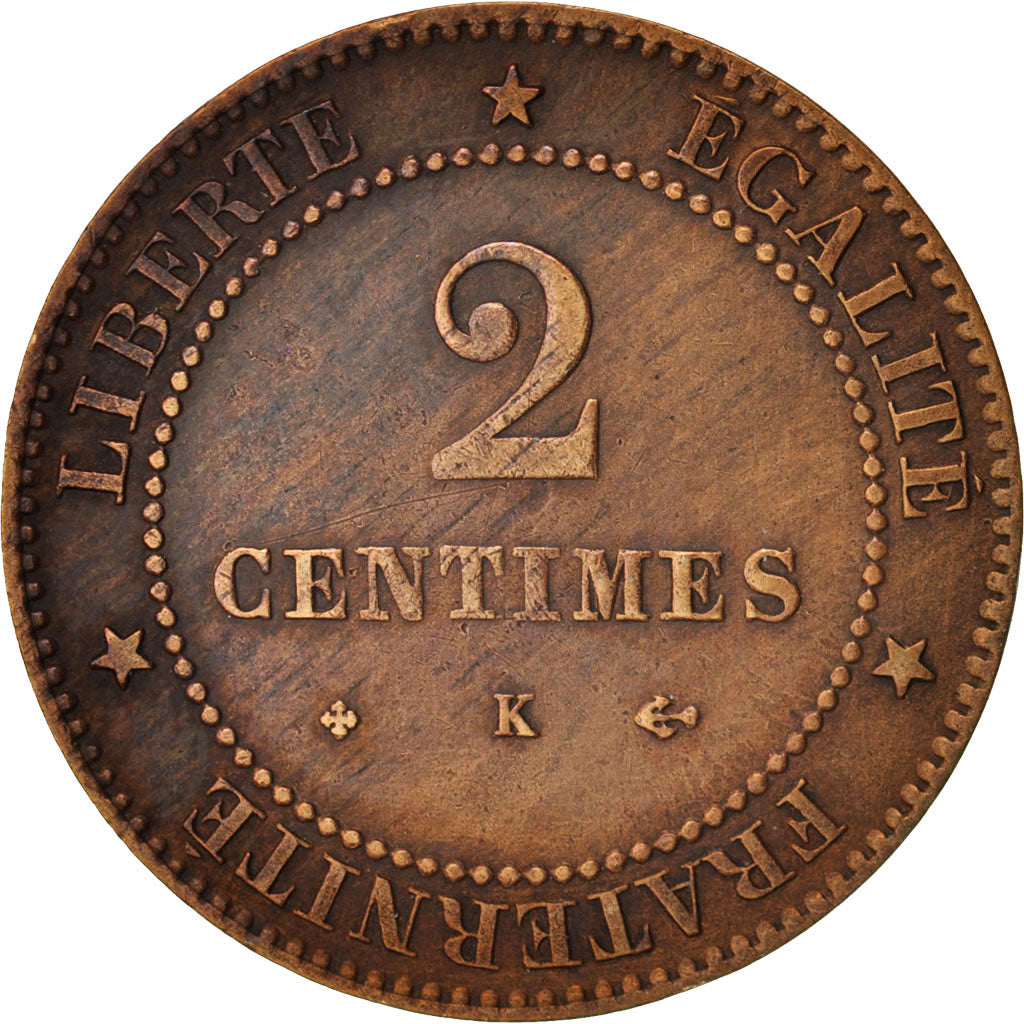 France, Cérès, 2 Centimes, 1878, Bordeaux, EF(40-45), Bronze, KM:827.2