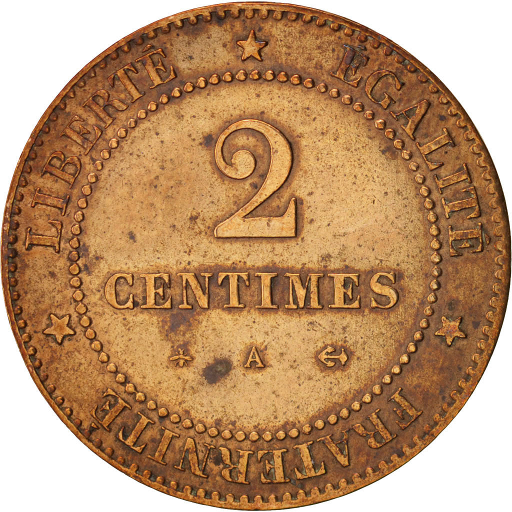 France, Cérès, 2 Centimes, 1879, Paris, VF(30-35), Bronze, KM:827.1