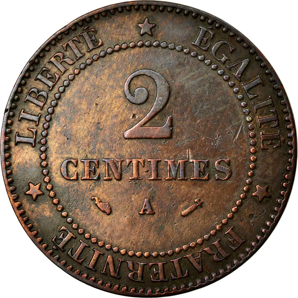 Coin, France, Cérès, 2 Centimes, 1882, Paris, VF(30-35), Bronze, KM:827.1