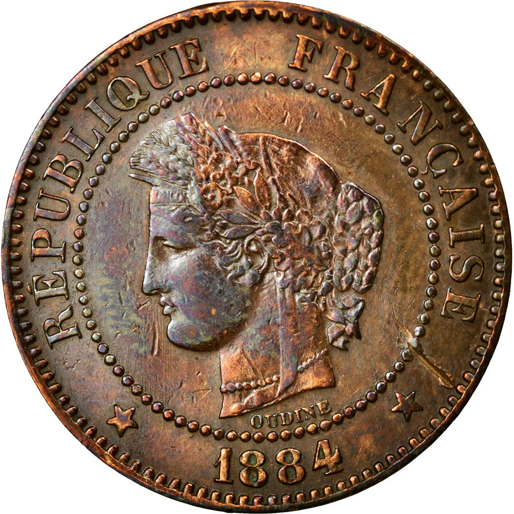 Monnaie, France, Cérès, 2 Centimes, 1884, Paris, TB+, Bronze, KM:827.1