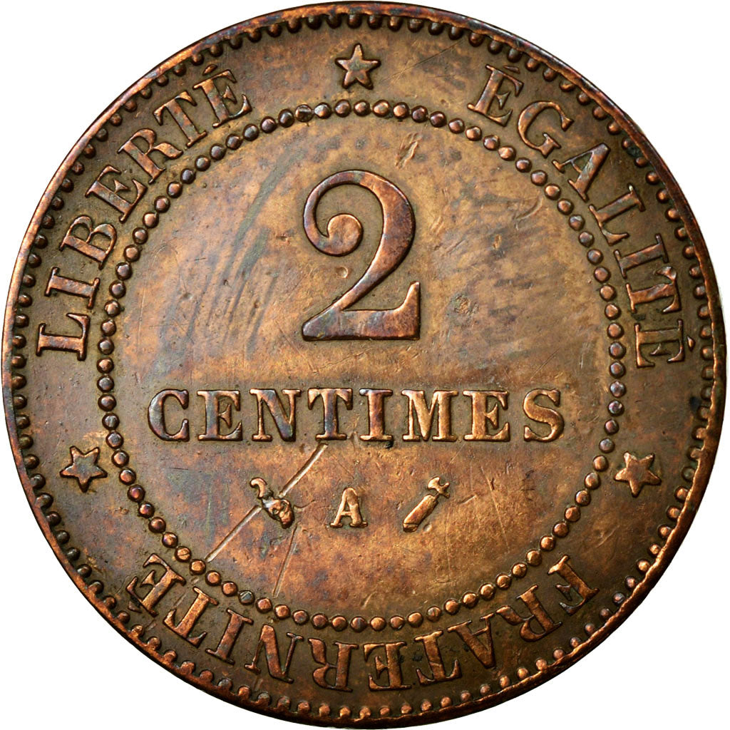 Monnaie, France, Cérès, 2 Centimes, 1884, Paris, TB+, Bronze, KM:827.1