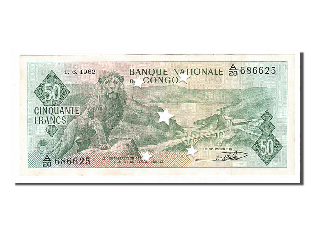 Banknote, Congo Democratic Republic, 50 Francs, 1962, 1962-06-01, UNC(65-70)