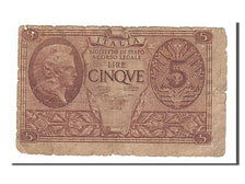 Geldschein, Italien, 5 Lire, 1944, 1944-11-23, SGE
