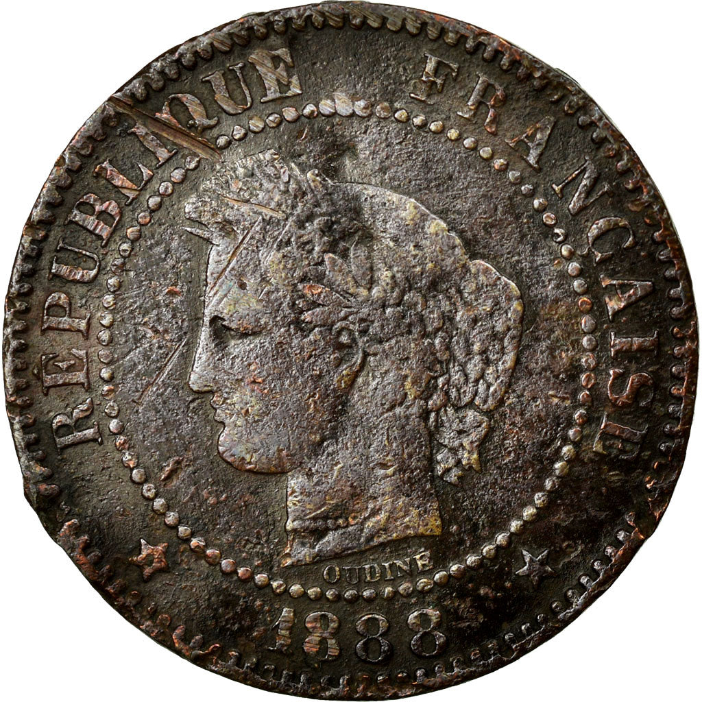 Munten, Frankrijk, Cérès, 2 Centimes, 1888, Paris, FR, Bronze, KM:827.1