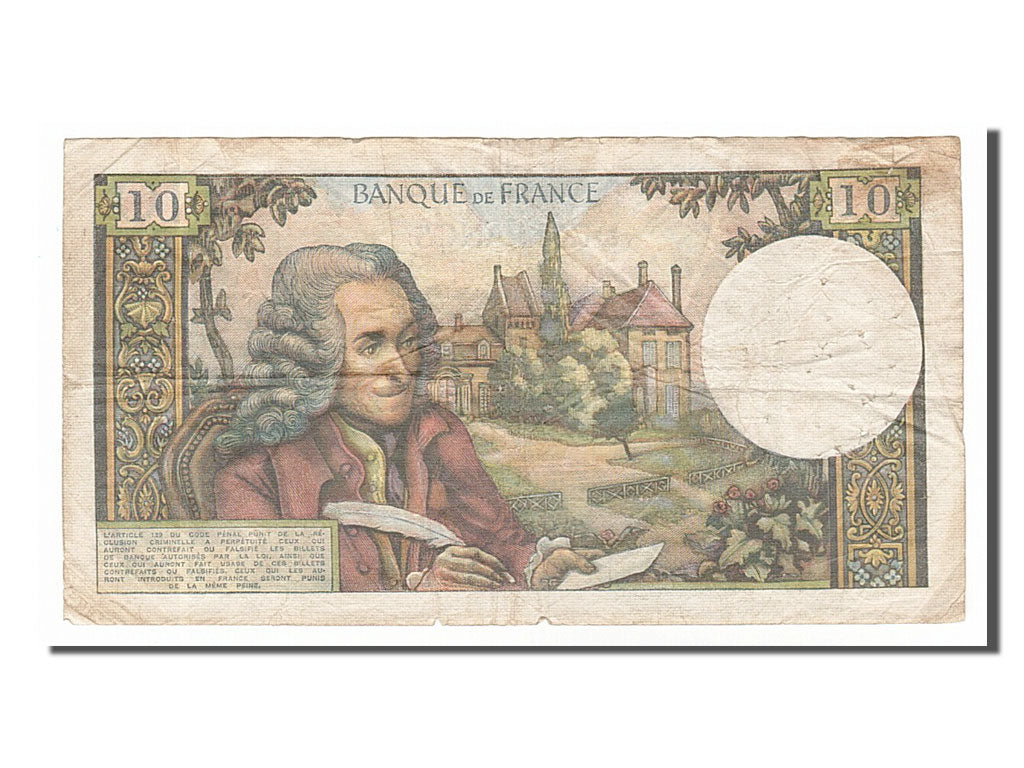 France, 10 Francs, 10 F 1963-1973 ''Voltaire'', 1967, KM #147c, 1967-12-07,...
