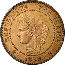 Coin, France, Cérès, 2 Centimes, 1889, Paris, AU(55-58), Bronze, KM:827.1