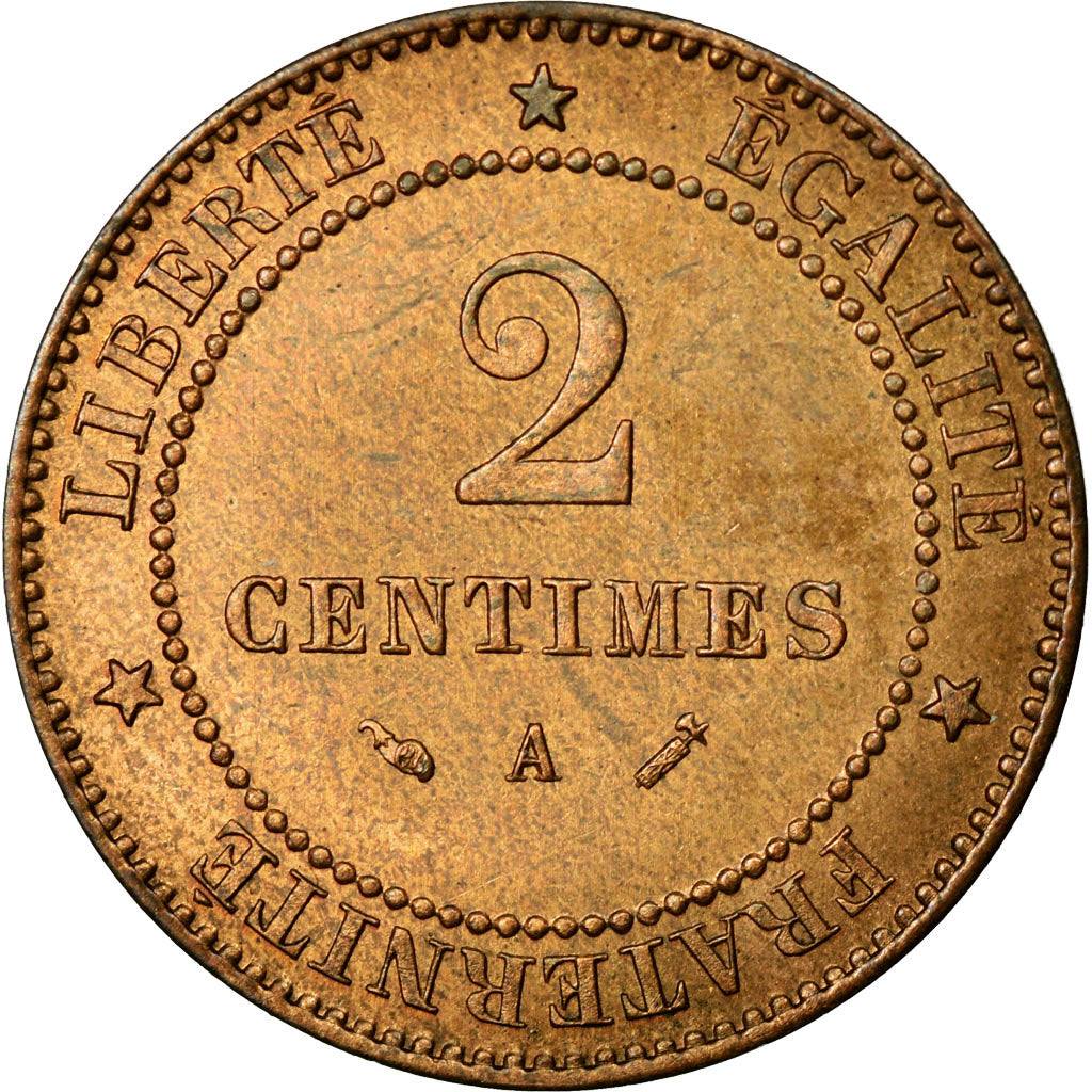 Monnaie, France, Cérès, 2 Centimes, 1889, Paris, SUP, Bronze, KM:827.1
