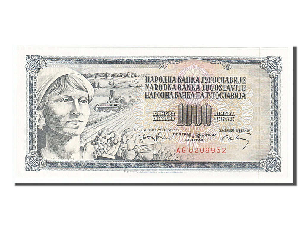 Yugoslavia, 1000 Dinara, 1974, 1974-12-19, UNC(65-70), AG0209952