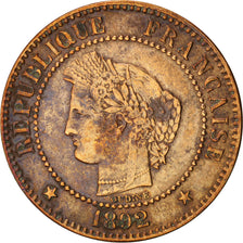 Munten, Frankrijk, Cérès, 2 Centimes, 1892, Paris, ZF, Bronze, KM:827.1