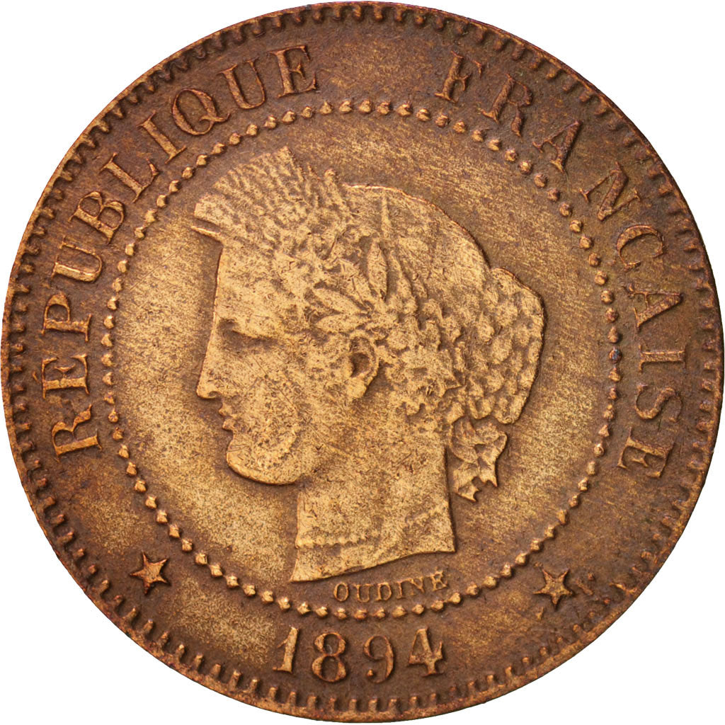France, Cérès, 2 Centimes, 1894, Paris, VF(30-35), Bronze, KM:827.1, Gadoury 105