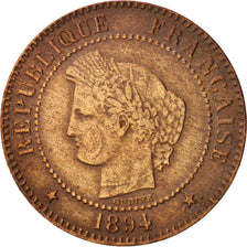 France, Cérès, 2 Centimes, 1894, Paris, VF(30-35), Bronze, KM:827.1, Gadoury 105