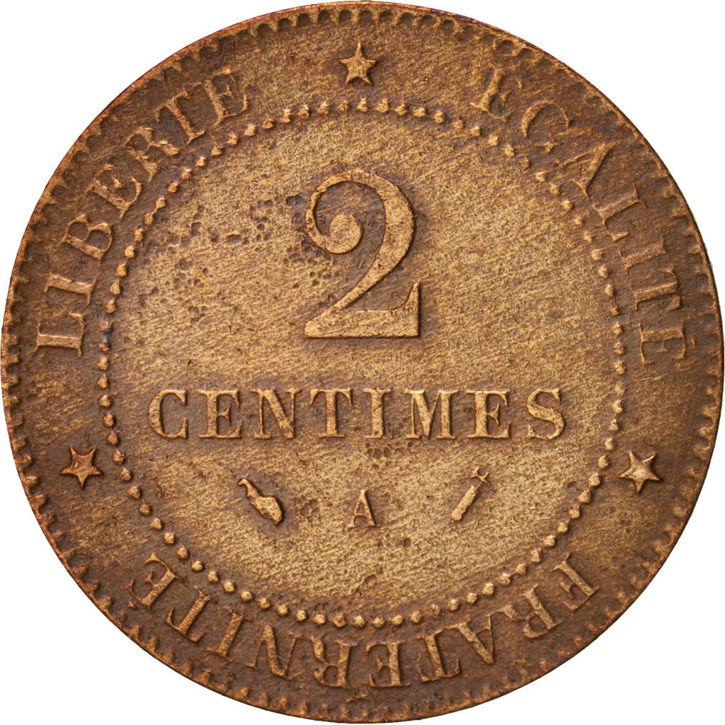 France, Cérès, 2 Centimes, 1894, Paris, VF(30-35), Bronze, KM:827.1, Gadoury 105