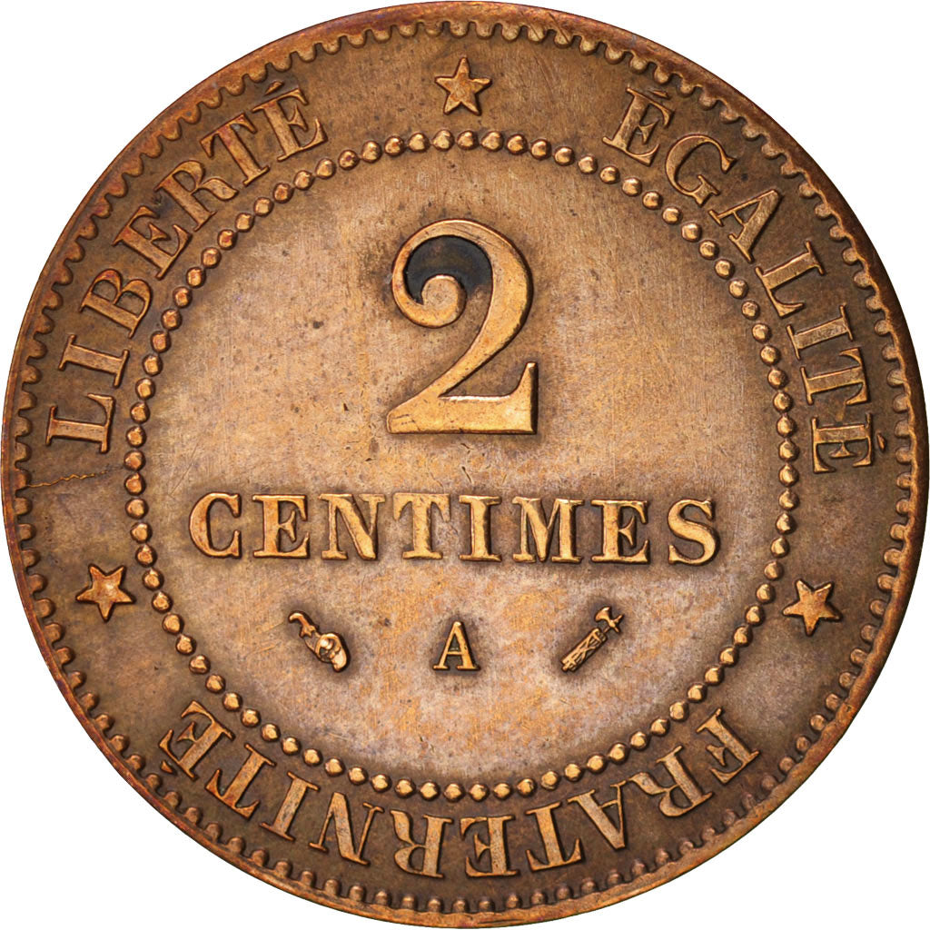 France, Cérès, 2 Centimes, 1895, Paris, EF(40-45), Bronze, KM:827.1, Gadoury 105