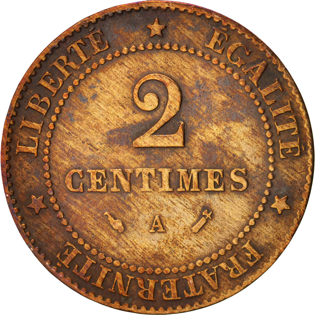 France, Cérès, 2 Centimes, 1896, Paris, VF(30-35), Bronze, KM:827.1, Gadoury 105