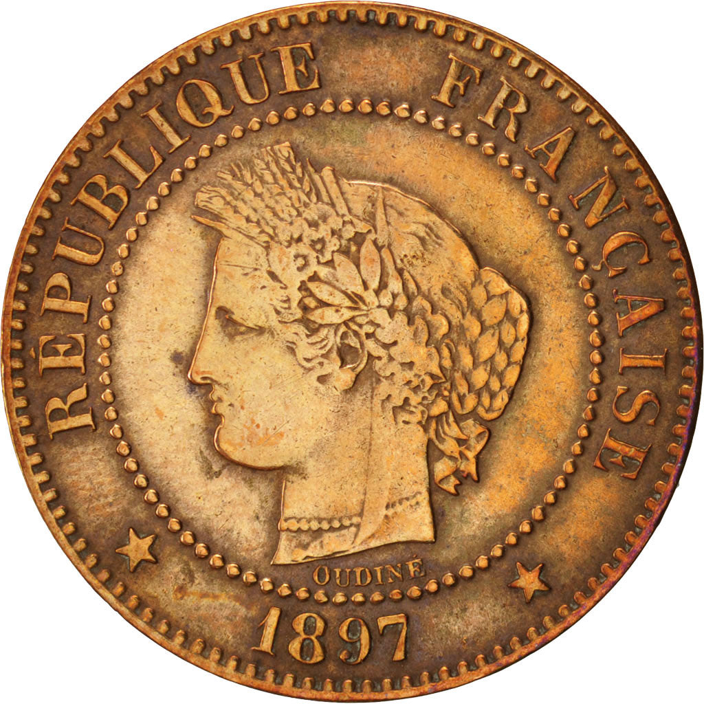 Moneta, Francia, Cérès, 2 Centimes, 1897, Paris, BB, Bronzo, KM:827.1