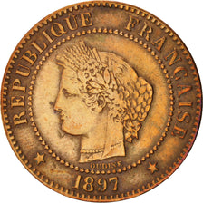 Moneta, Francia, Cérès, 2 Centimes, 1897, Paris, BB, Bronzo, KM:827.1