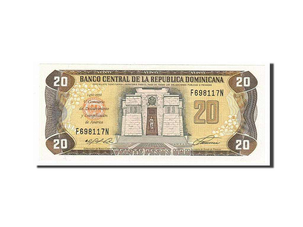 Banknote, Dominican Republic, 20 Pesos Oro, 1992, UNC(65-70)