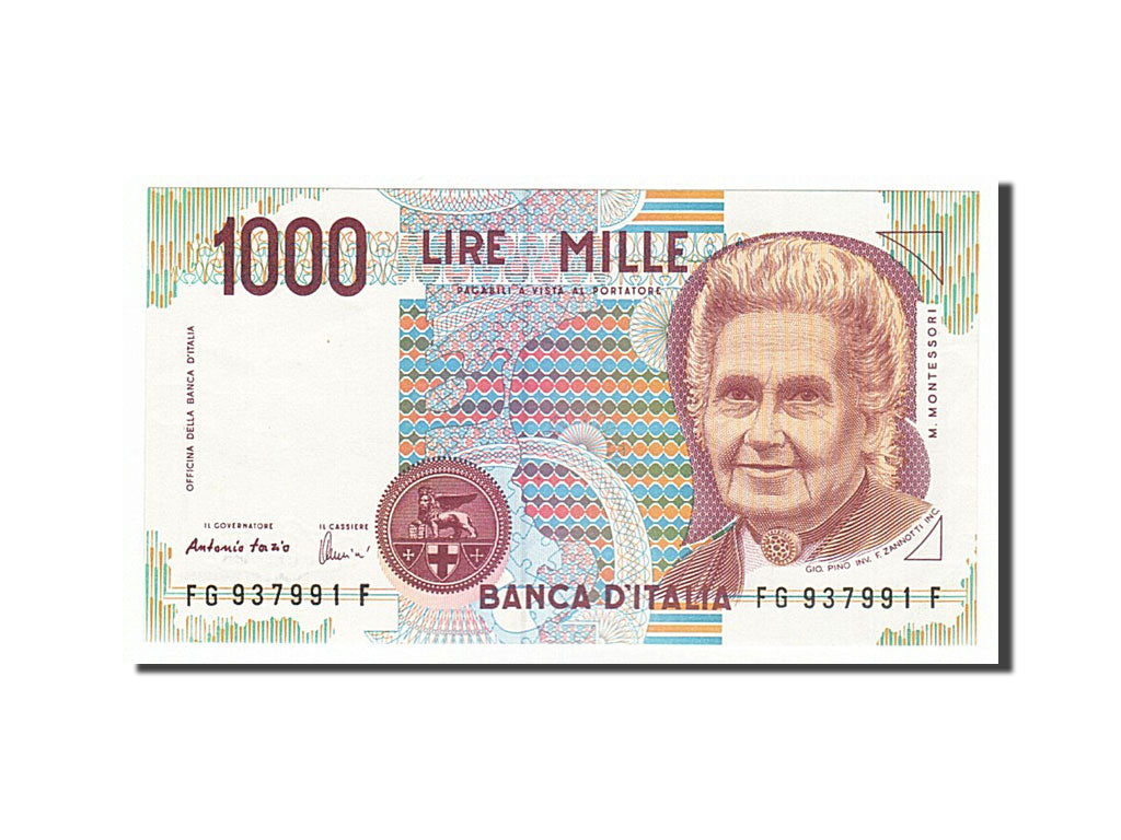 Italy, 1000 Lire, 1990, KM #114c, UNC(60-62), FG937991F