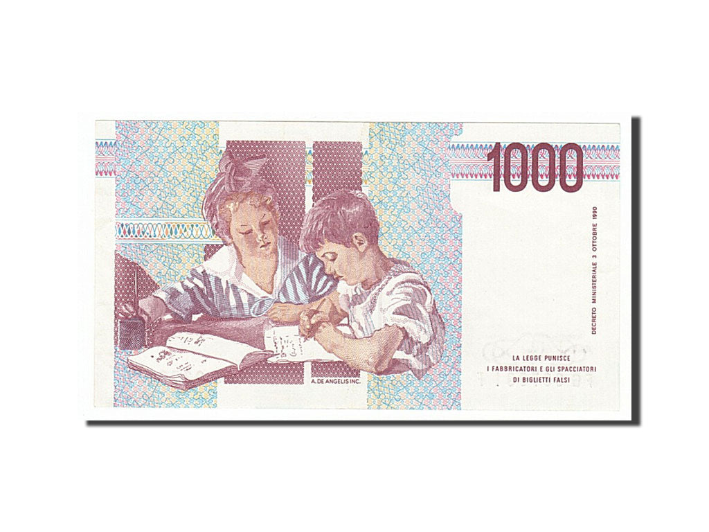 Italy, 1000 Lire, 1990, KM #114c, UNC(60-62), FG937991F