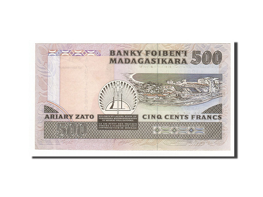 Madagascar, 500 Francs = 100 Ariary, 1983, KM #67b, UNC(60-62), AJ8612480