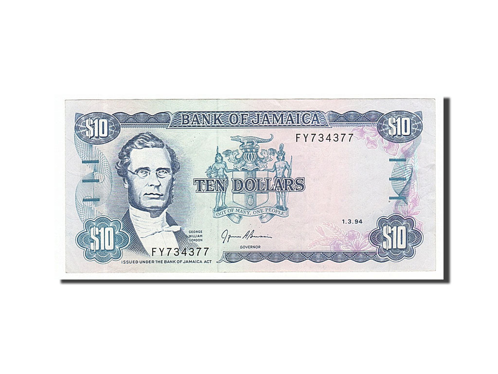 Banknote, Jamaica, 10 Dollars, 1994, 1994-03-01, AU(55-58)