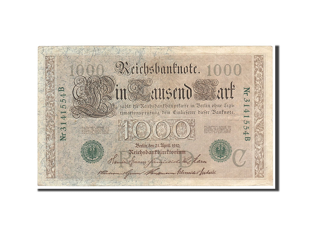 Germany, 1000 Mark, 1910, KM #45b, 1910-04-21, AU(50-53), 3141554B