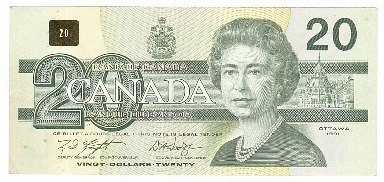 Canada, 20 Dollars, 1991, KM #97d, AU(55-58), EWE2003538