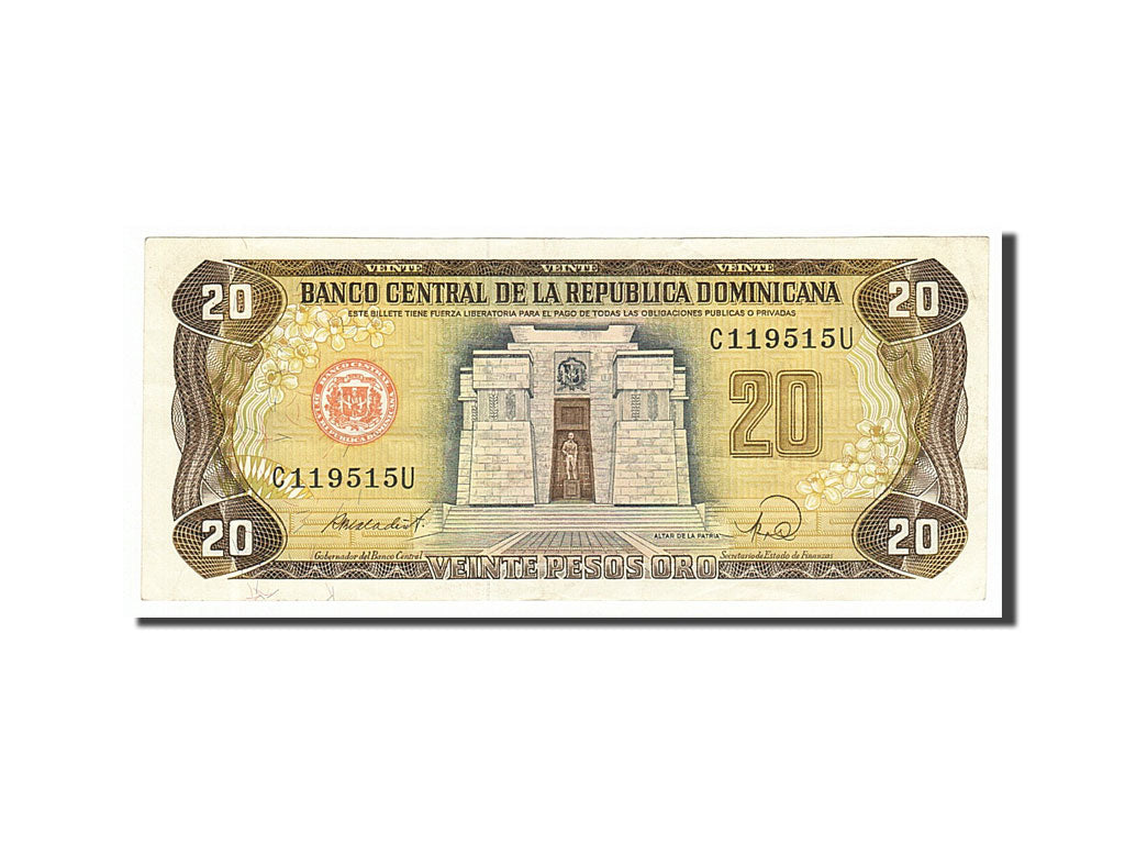 Dominican Republic, 20 Pesos Oro, 1988, KM #120c, AU(50-53), C119515U