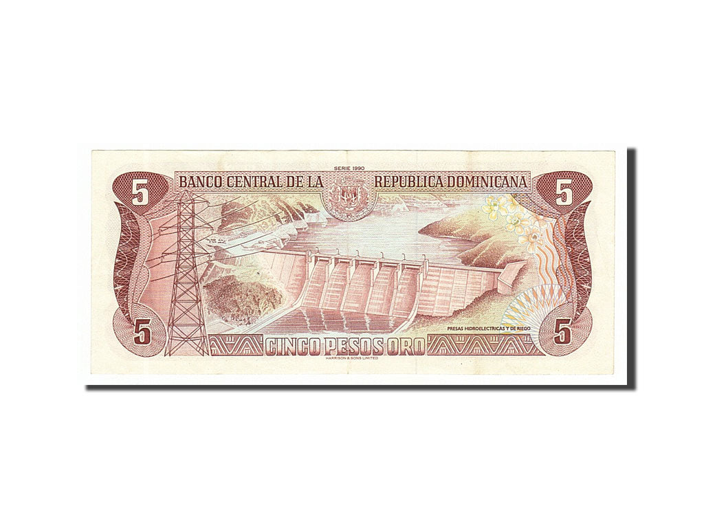 Dominican Republic, 5 Pesos Oro, 1990, KM #131, AU(50-53), E992514