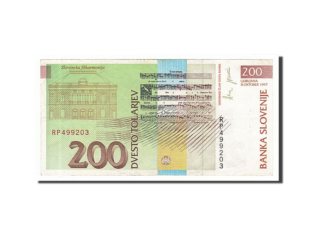 Slovenia, 200 Tolarjev, 1997, KM #15b, 1997-10-08, EF(40-45), RP499203