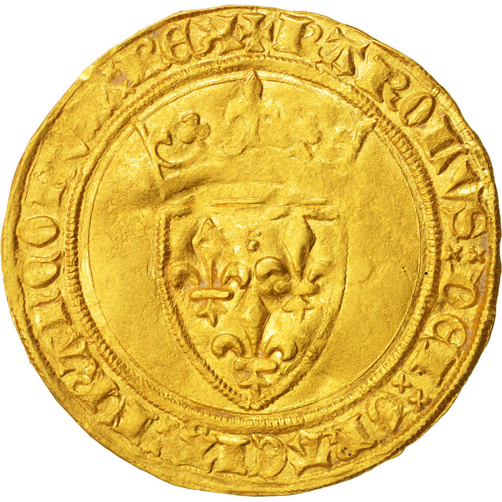 France, Charles VI, Ecu d'or 5ème émission, Tournai, TB+, Or, Duplessy:369D