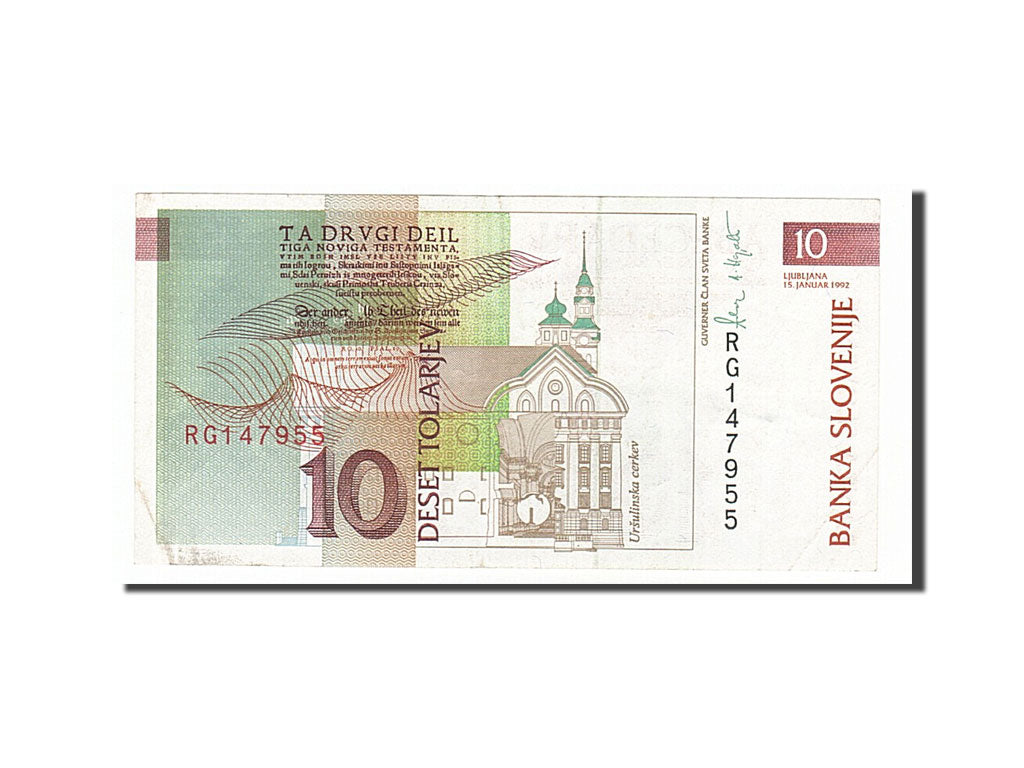 Banknote, Slovenia, 10 Tolarjev, 1992, 1992-01-15, AU(50-53)