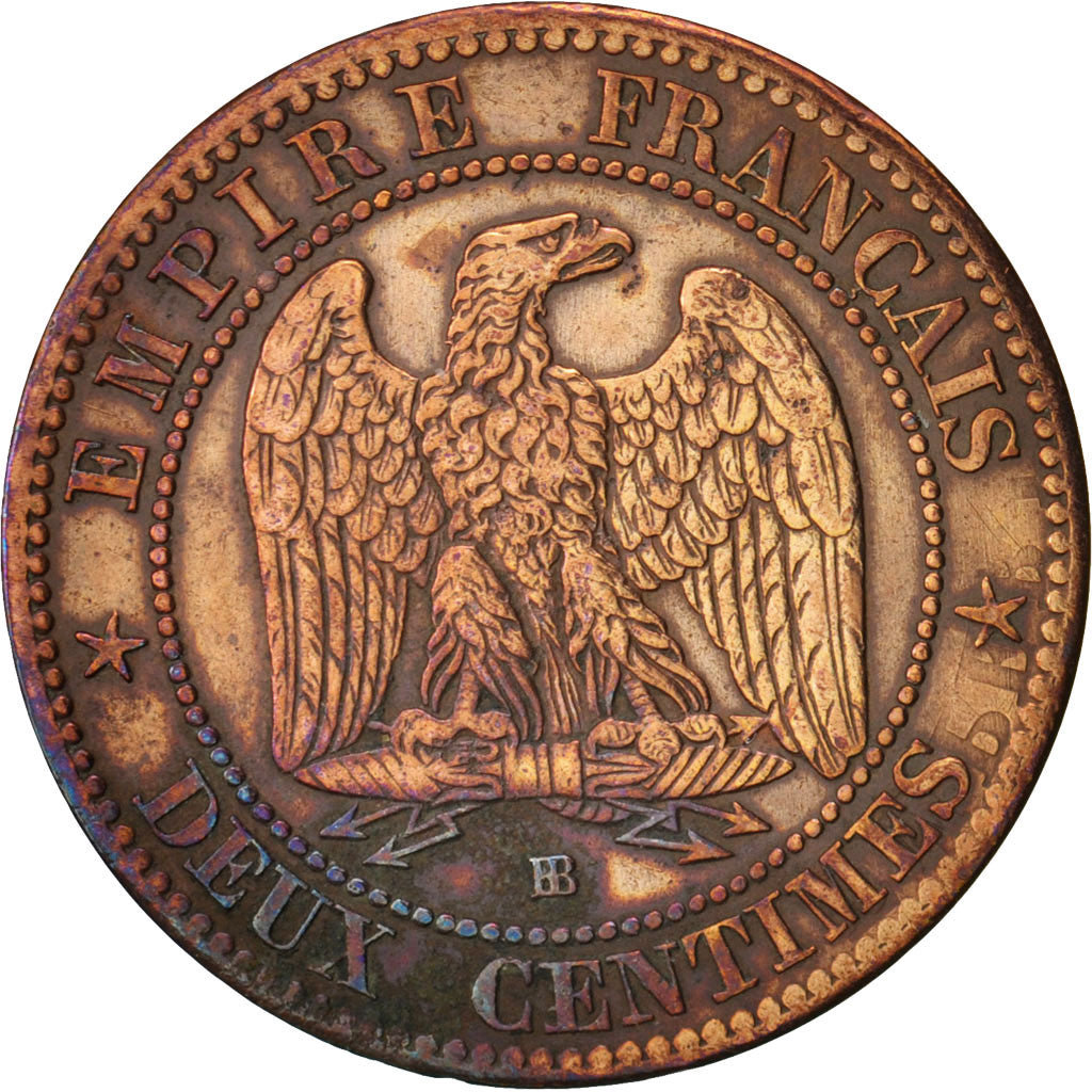 France, Napoleon III, 2 Centimes, 1861, Strasbourg, EF(40-45), Bronze, KM 796.5