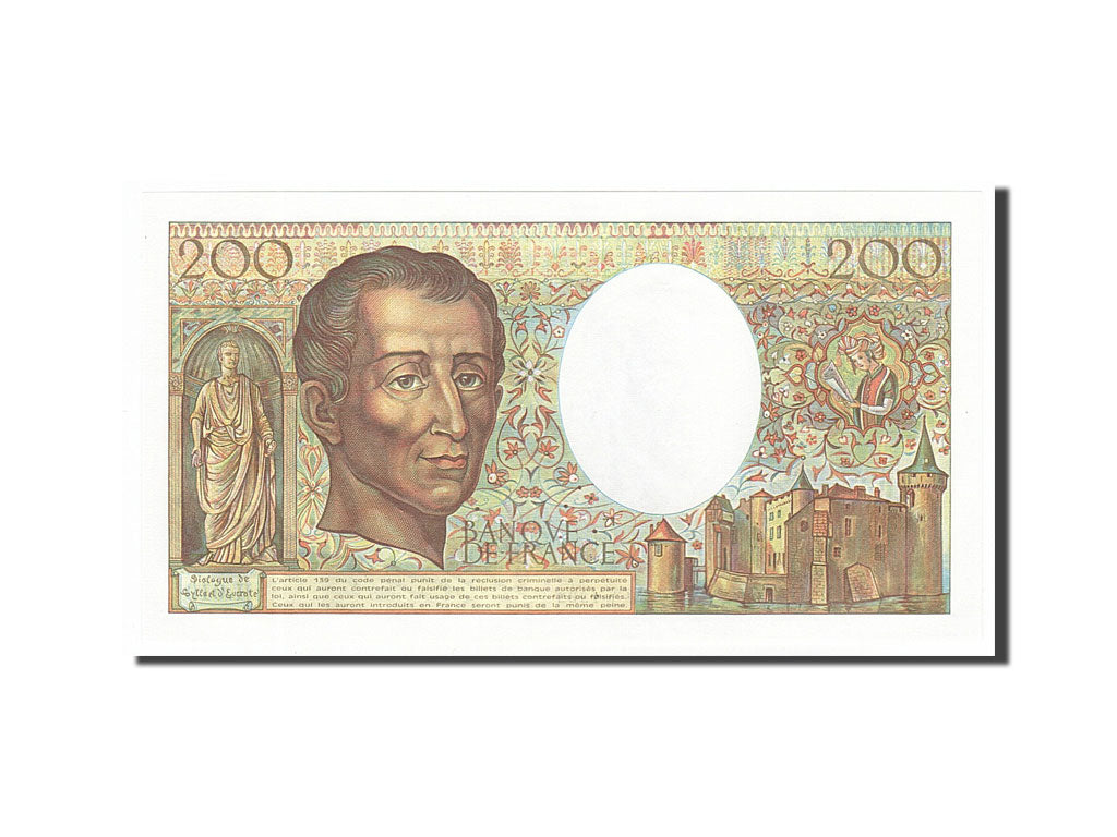 Banknote, France, 200 Francs, 200 F 1981-1994 ''Montesquieu'', 1982, UNC(65-70)