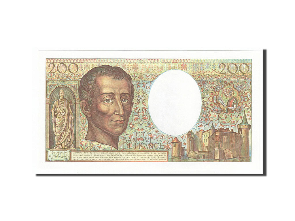 Banknote, France, 200 Francs, 200 F 1981-1994 ''Montesquieu'', 1982, UNC(65-70)