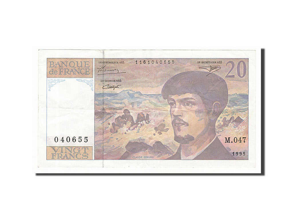 France, 20 Francs, 20 F 1980-1997 ''Debussy'', 1995, KM #151h, EF(40-45),...