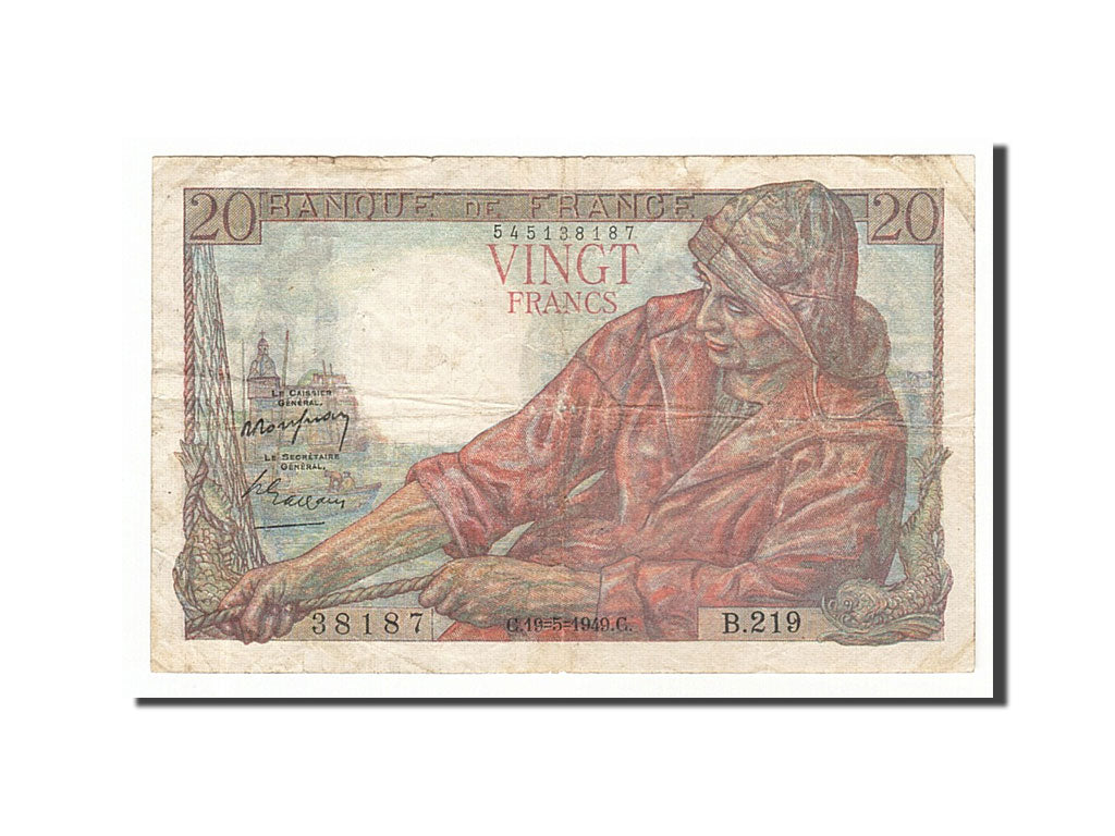 France, 20 Francs, 20 F 1942-1950 ''Pêcheur'', 1949, KM #100c, 1949-05-19, V...