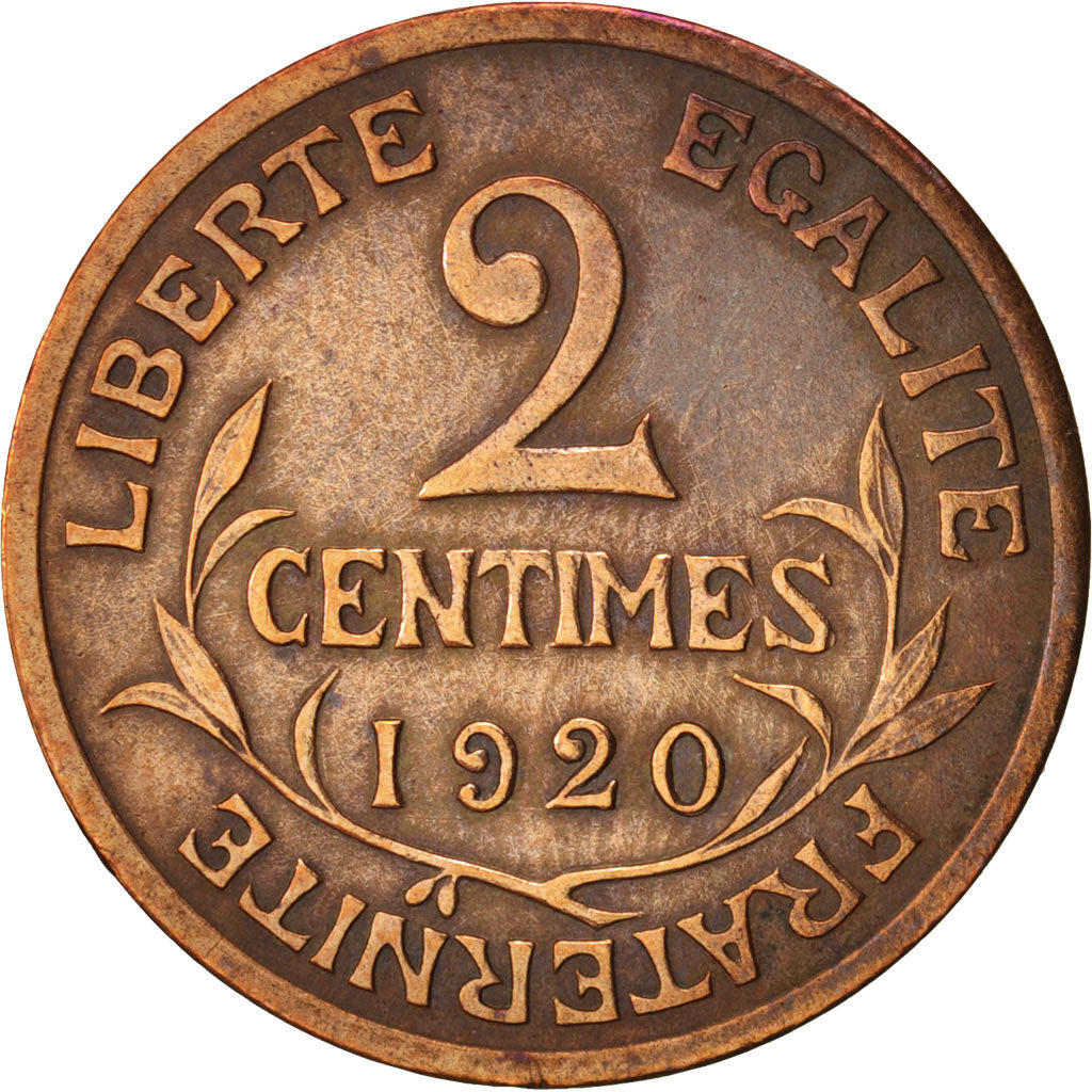 France, Dupuis, 2 Centimes, 1920, Paris, EF(40-45), Bronze, KM:841, Gadoury:107
