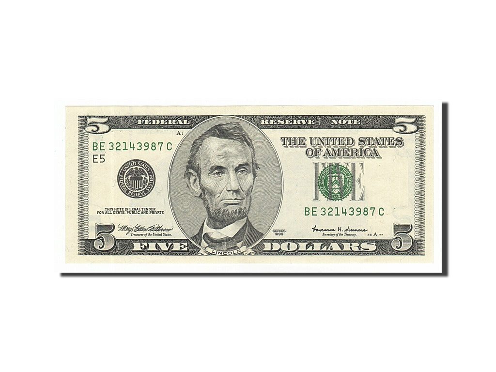 United States, Five Dollars, 1999, KM #4518, UNC(63), BE32143987C