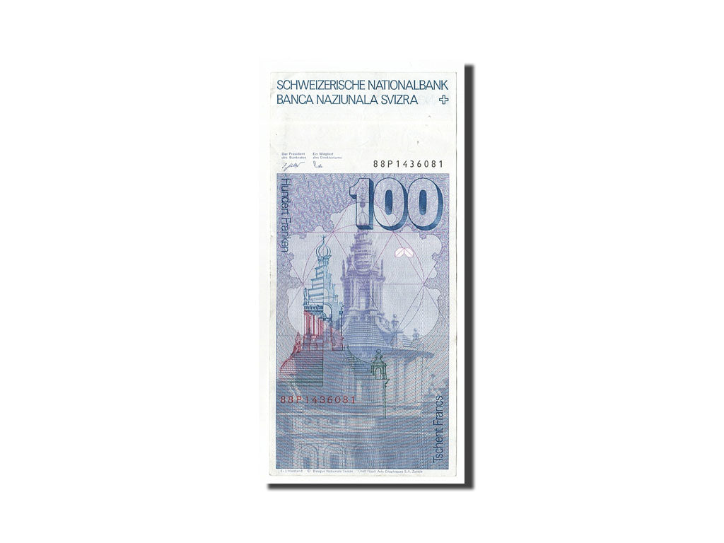 Switzerland, 100 Franken, 1988, KM #57i, AU(50-53), 88P1436081
