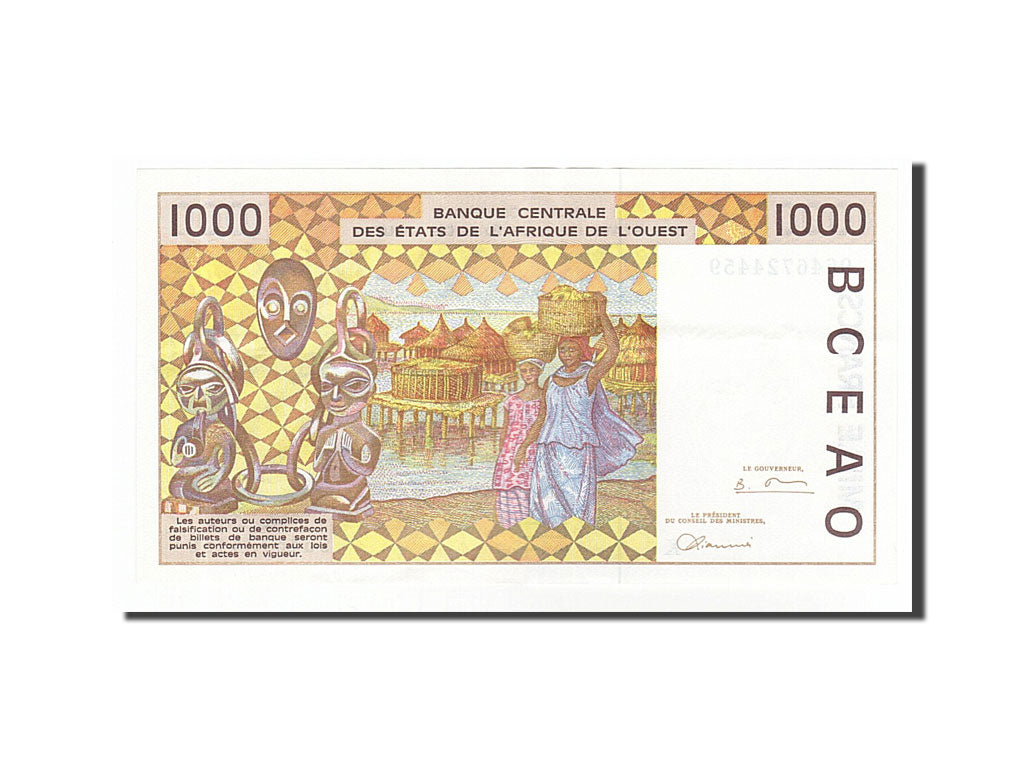 Banknote, West African States, 1000 Francs, 1996, AU(55-58)