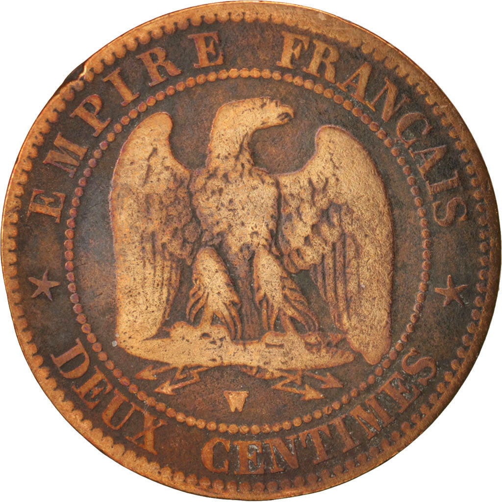France, Napoléon III, 2 Centimes, 1855, Lille, VG(8-10), Bronze, KM 776.7