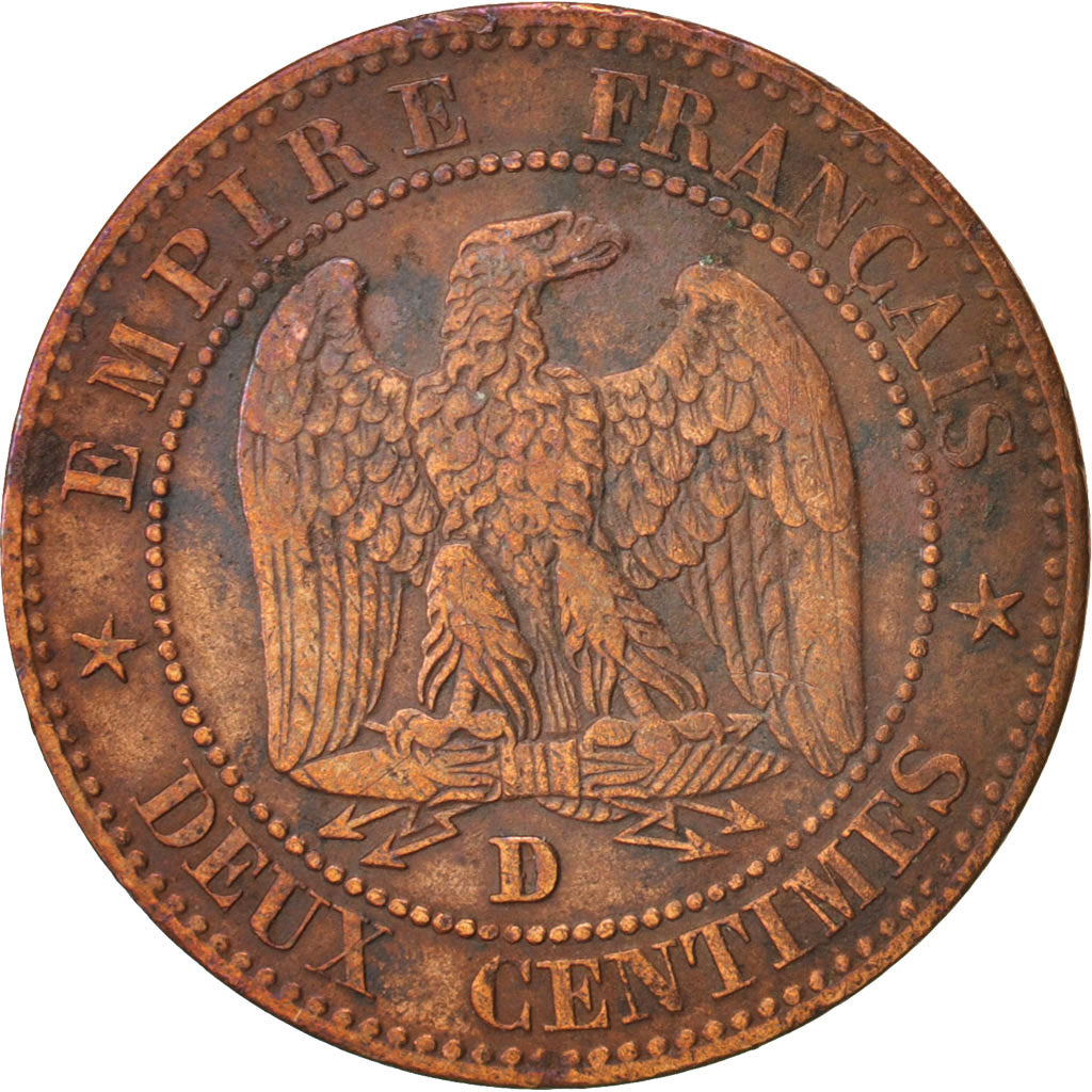 France, Napoleon III, 2 Centimes, 1855, Lyon, EF(40-45), Bronze, KM 776.4