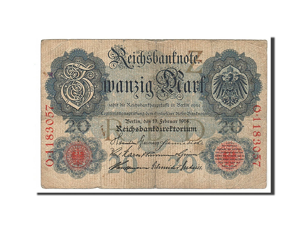Banknote, Germany, 20 Mark, 1914, 1914-02-19, VF(20-25)