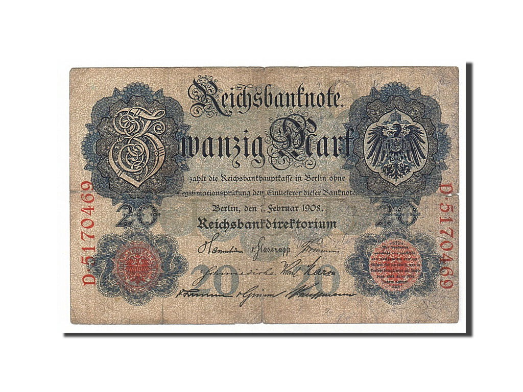 Billete, 20 Mark, 1908, Alemania, 1908-02-07, BC