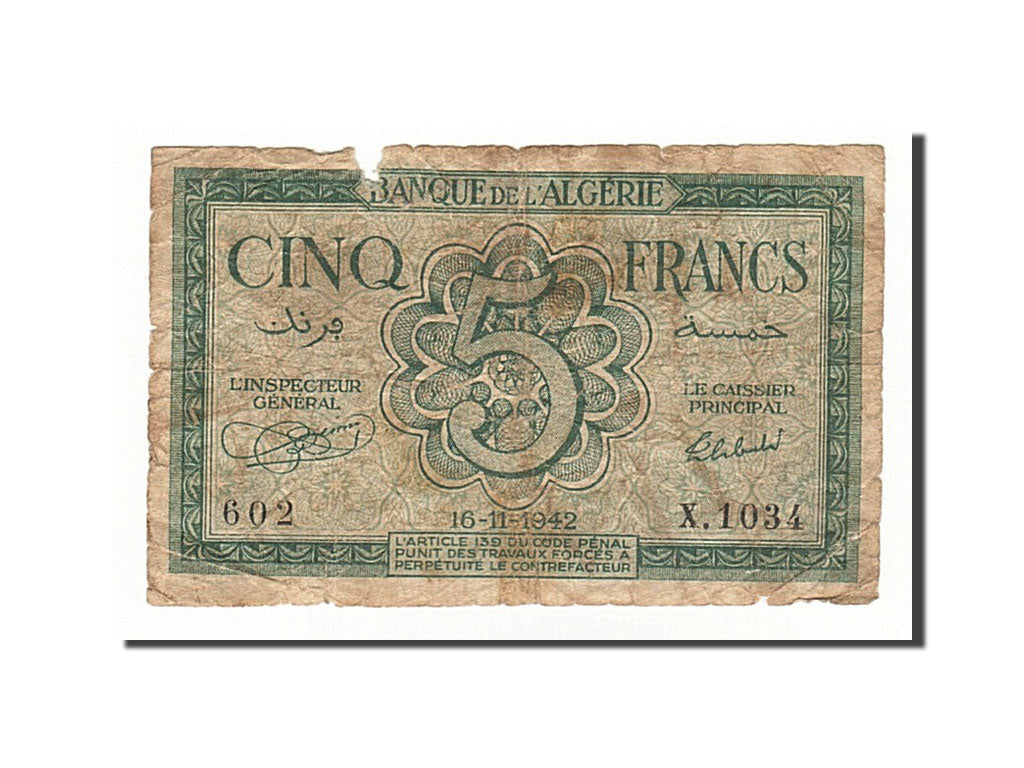 Algérie, 5 Francs type 1942-43