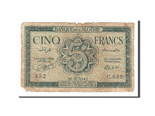Banknote, Algeria, 5 Francs, 1942, 1942-11-16, VG(8-10)