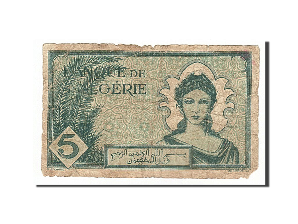 Banknote, Algeria, 5 Francs, 1942, 1942-11-16, VG(8-10)