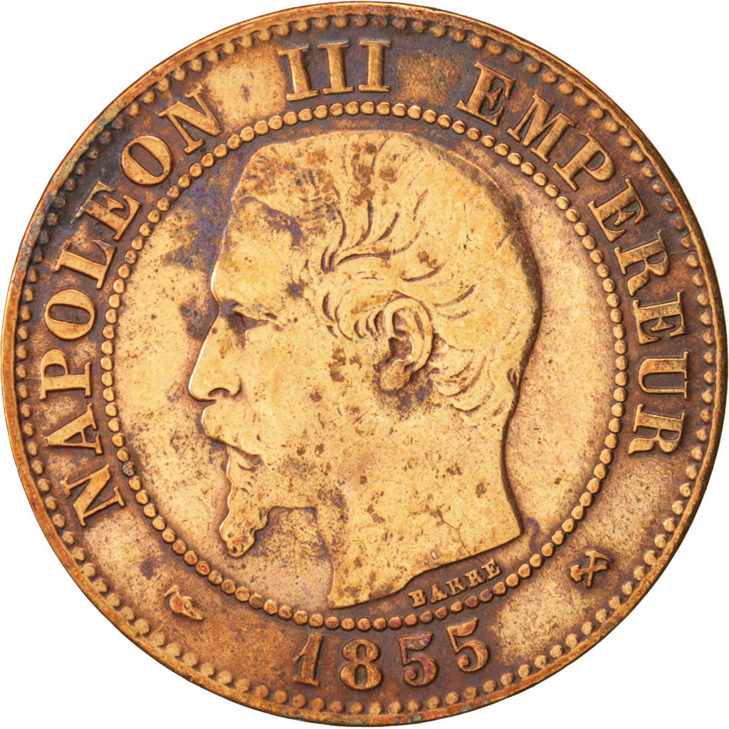 France, Napoleon III, 2 Centimes, 1855, Rouen, TB, Bronze, Gadoury 103
